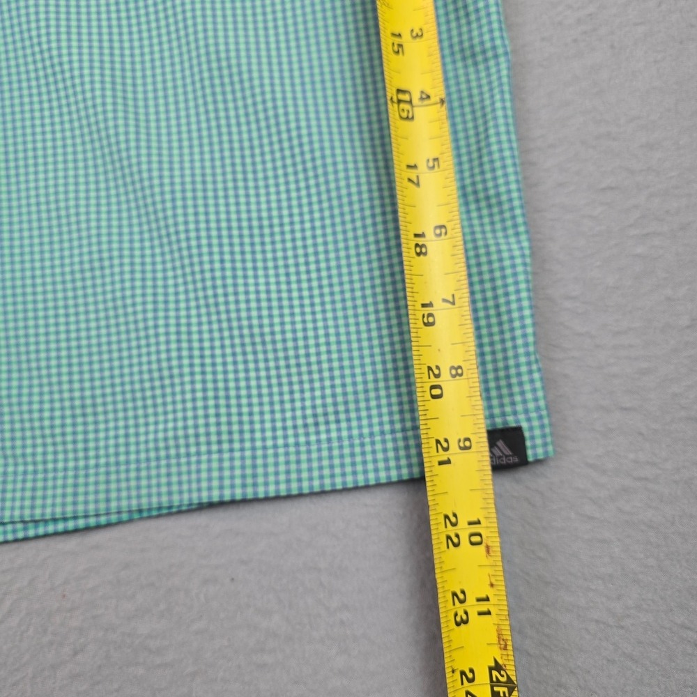 Gingham Plaid Stretch Performance Adidas Golf Shorts Mens 34 Green Blue - Picture 6 of 9